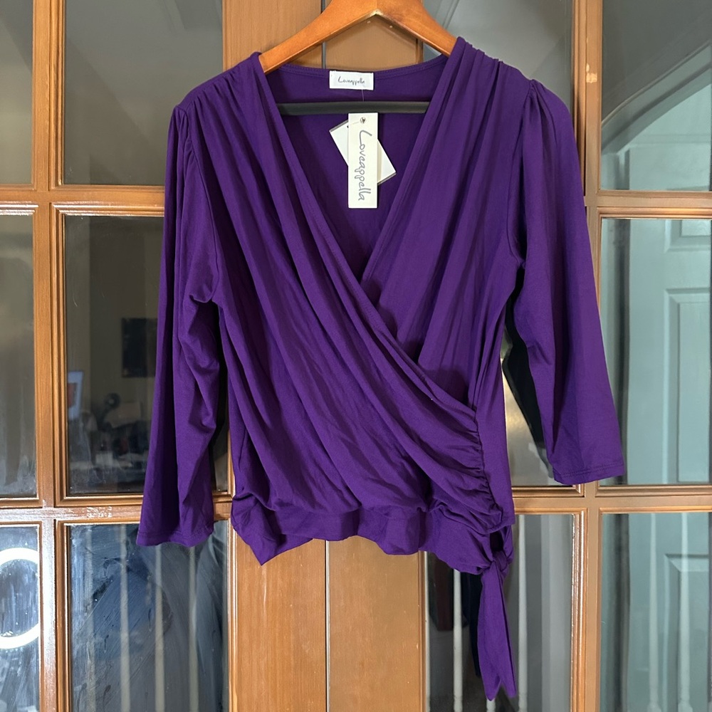 Loveappella Purple Wrap Blouse